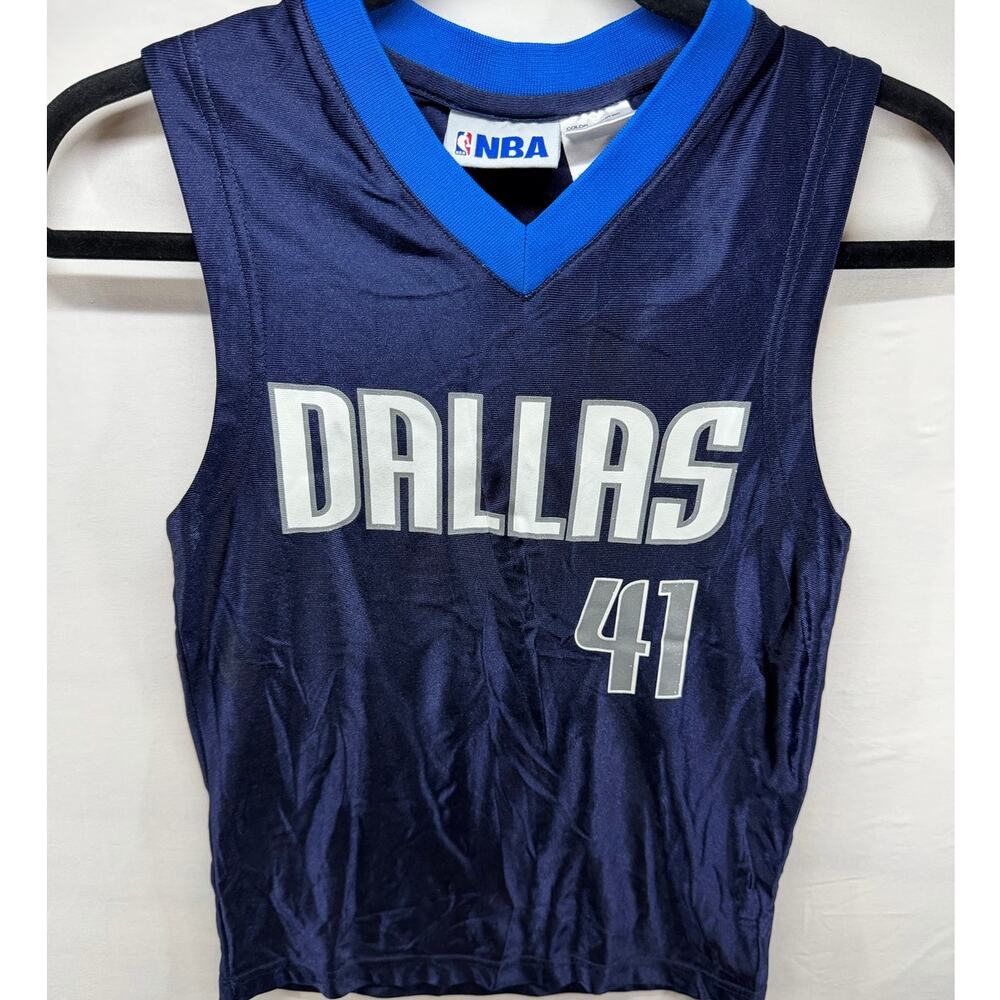 Vintage NBA Dallas Mavericks Dirk Nowitzki Navy Blue Youth Jersey - Size S (8)